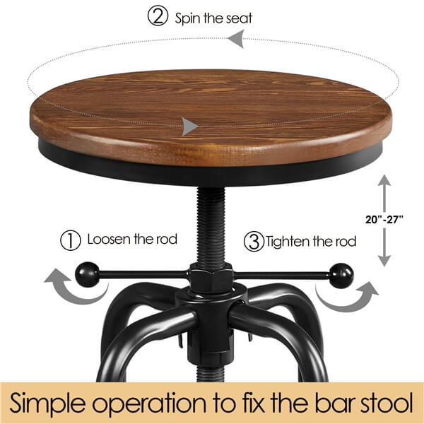 Yaheetech Industrial Vintage Counter Height Adjustable Bar Stool - Image 7