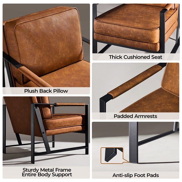 Yaheetech Set of 2 PU Leather Armchairs - Image 5