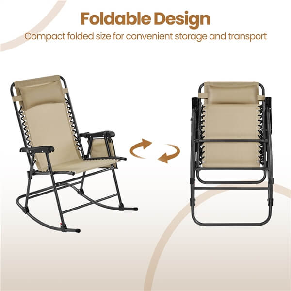 Yaheetech 26in Rocking Chair Outdoor Zero Gravity Folding Chairs - Image 6