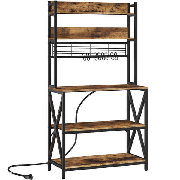 Yaheetech Kitchen Bakers Rack with Power Outlet & LED Lights - Image 2