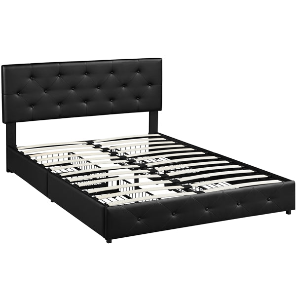 Yaheetech Queen Upholstered Platform Bed Frame - Image 2