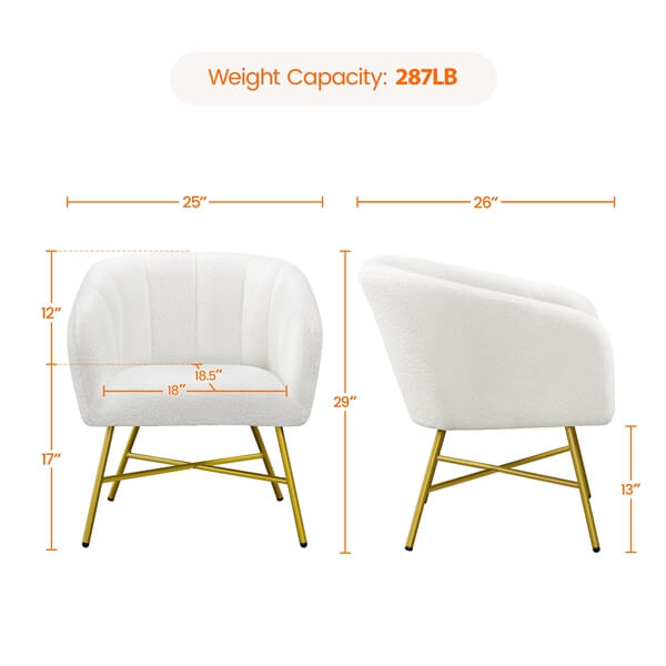 Yaheetech Boucle Barrel Chair - Image 3