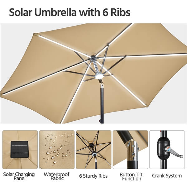 Yaheetech 9FT Solar Lighted Patio Umbrella - Image 9