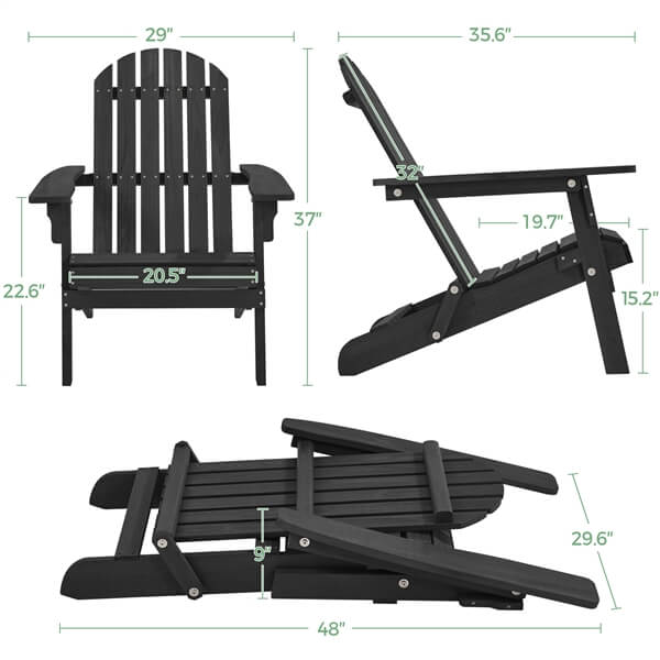 Yaheetech Folding Adirondack Chair Set of 2 - Image 3