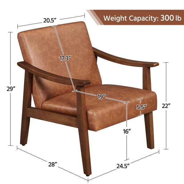 Yaheetech Mid-Century Modern Armchair with Solid Wood Legs - Image 5