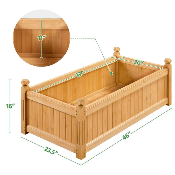 Yaheetech 46?? L ?? 23.5?? W ?? 16?? H Wooden Raised Garden Bed - Image 3