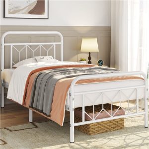 Yaheetech Vintage Metal Bed Frame with Diamond Pattern Headboard