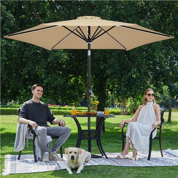 Yaheetech 9FT Solar Lighted Patio Umbrella