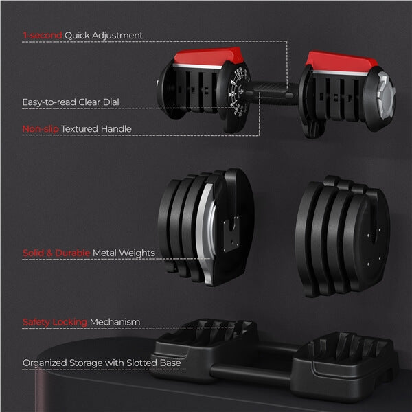 Yaheetech Adjustable Dumbbell Set Free Weight Dumbbells - Image 5