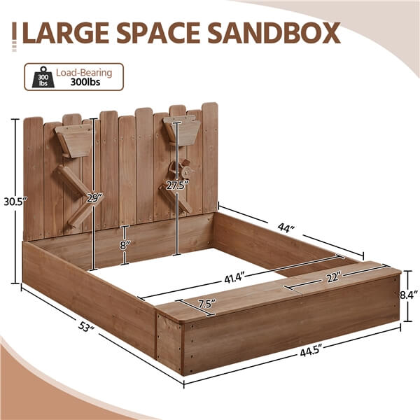Yaheetech 53?? 44.5in Wood Sand Box for Kids Ages 3-8 - Image 3