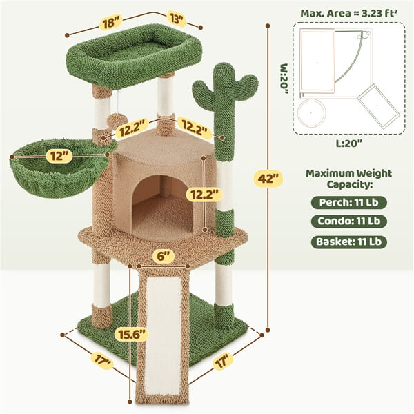 Yaheetech 42?? H Cactus Cat Tree - Image 4