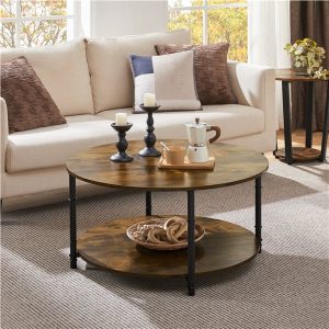 Yaheetech Round Coffee Table with Storage Shelf