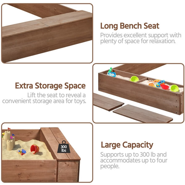 Yaheetech 53?? 44.5in Wood Sand Box for Kids Ages 3-8 - Image 5