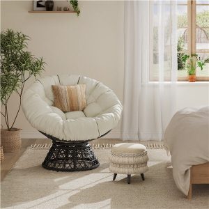 Yaheetech Indoor Papasan Chairs with Thick Tufted Cushions and Frame