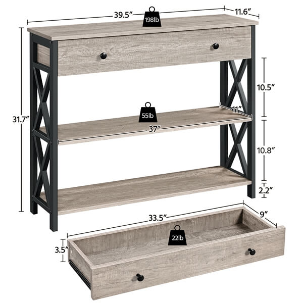 Yaheetech Console Table with Drawer - Image 6