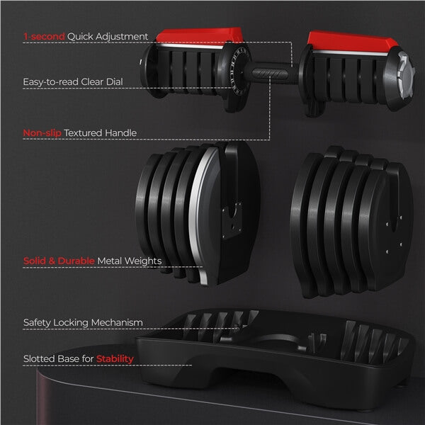 Yaheetech 4-90LBS Quick-adjust Dumbbell Set - Image 9