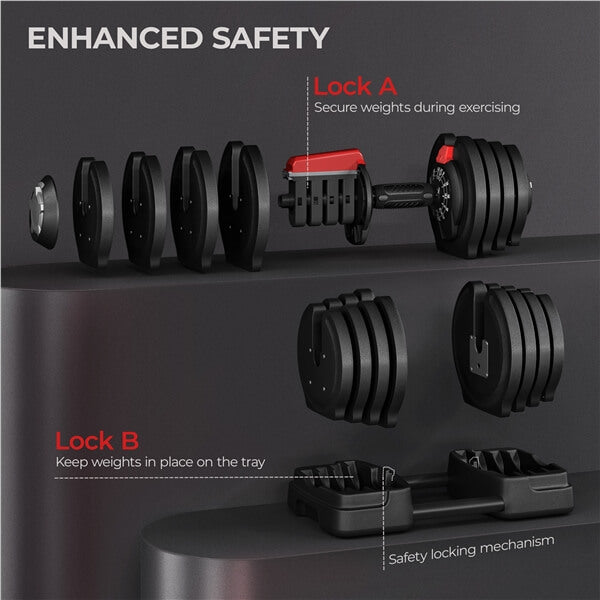Yaheetech Adjustable Dumbbell Set Free Weight Dumbbells - Image 6