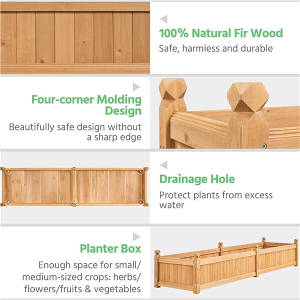 Yaheetech 90.5?? L??23.5?? W??16?? H Wooden Raised Garden Bed - Image 5