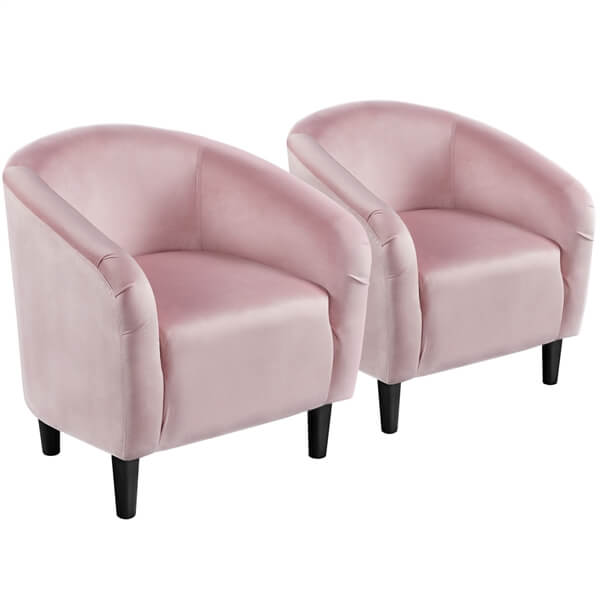 Yaheetech 2PCS Cozy Velvet Barrel Chair - Image 8