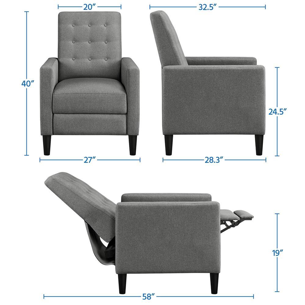 Yaheetech Fabric Recliner Chair Mid-Century Modern Recliner - Image 5