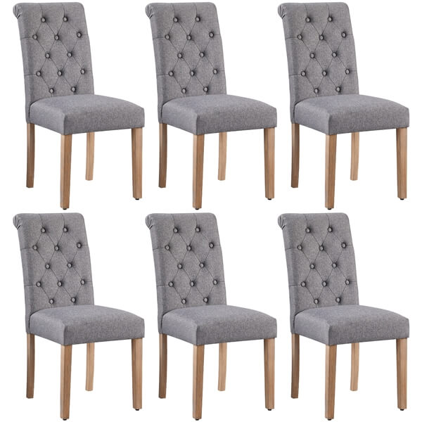 Yaheetech Dining Chairs Set of 6 Fabric Upholstered Dining Chairs - Image 2