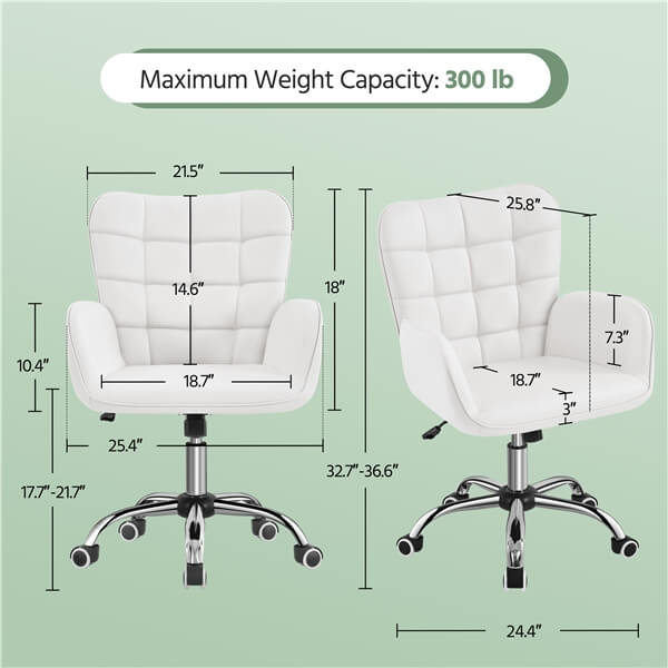 Yaheetech Faux Leather Office Chair Modern Vanity Chair - Image 4