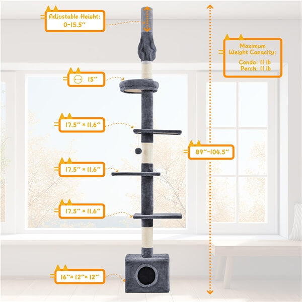 Yaheetech Floor to Ceiling Cat Tower for Large Cats - Image 4
