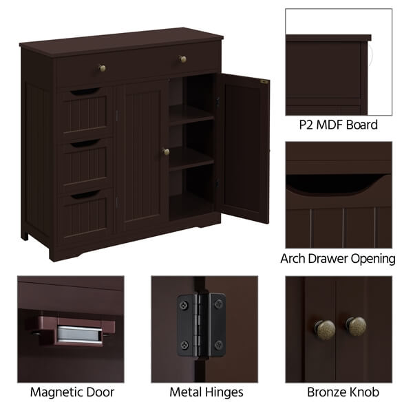 Yaheetech Large Storage Space Wooden Organizer with 1 Big Drawer - Image 5