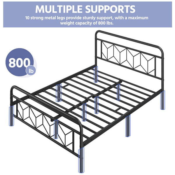 Yaheetech Metal Platform Bed Frame Mattress Foundation with Diamond Pattern Headboard - Image 8