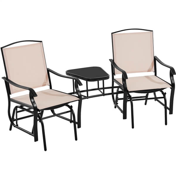 Yaheetech Outdoor Glider Chairs with Glass Table Rocking Chairs - Image 2