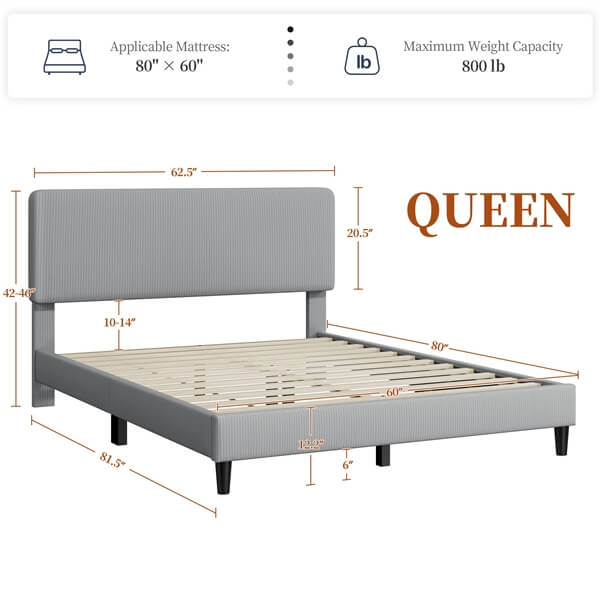 Yaheetech Bed Frames with Adjustable Headboard - Image 6