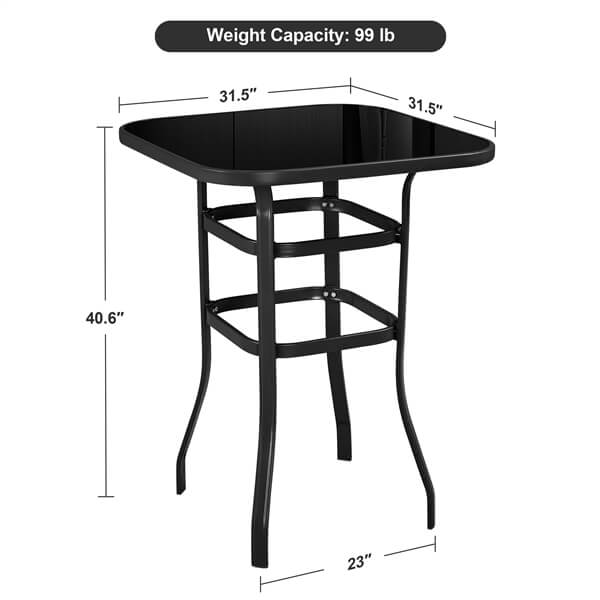 Yaheetech Patio Bar Table Tempered Glass - Image 4