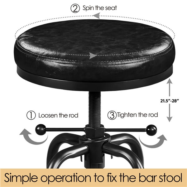 Yaheetech Industrial Bar Stools Vintage Counter Height Adjustable Metal Bar Stool - Image 6