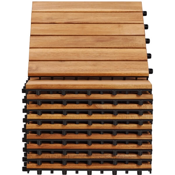 Yaheetech 10PCS Acacia Wood Interlocking Flooring Tiles - Image 2