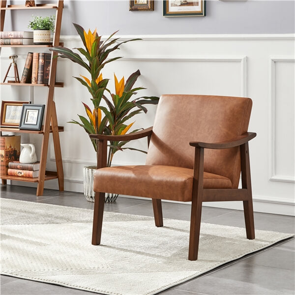 Yaheetech Mid-Century Modern Armchair with Solid Wood Legs - Image 12