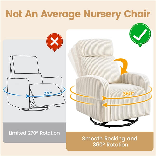 Yaheetech 360?? Swivel Glider Chair for Nursery - Image 6