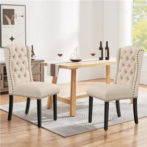 Yaheetech Dining Chairs Upholstered Fabric Chairs