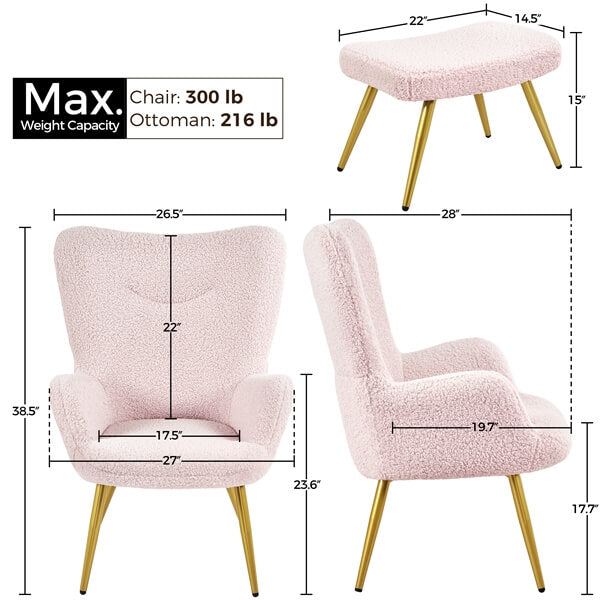 Yaheetech Accent Chair and Ottoman Set - Image 5