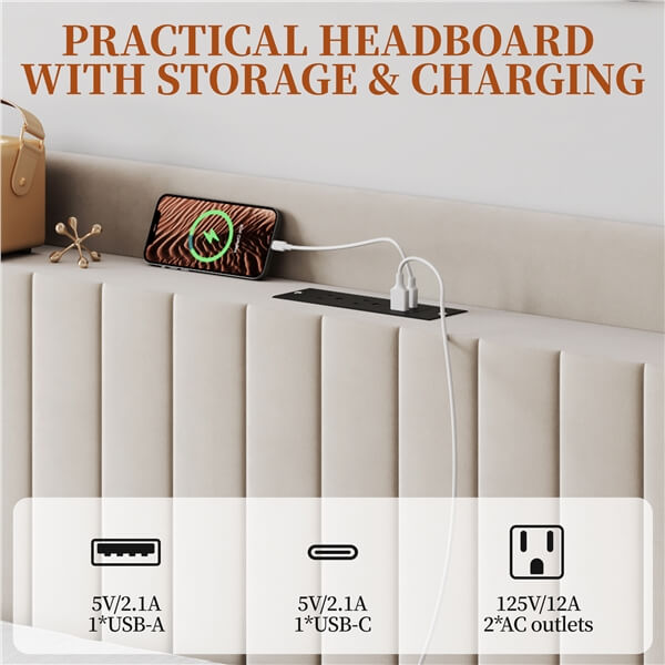 Yaheetech Bed Frame with USB Charging Station and Storage - Image 12