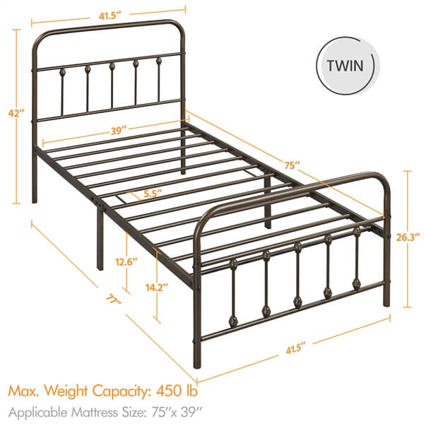 Yaheetech Classic Iron Platform Bed - Image 11