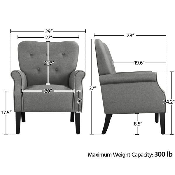 Yaheetech Mid Century Accent Chair with Sturdy Wood Legs and High Back - Image 4