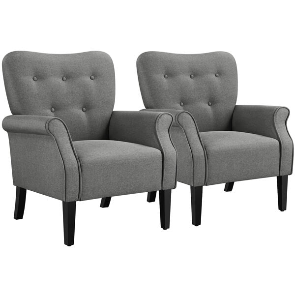 Yaheetech Mid Century Accent Chair with Sturdy Wood Legs and High Back - Image 2