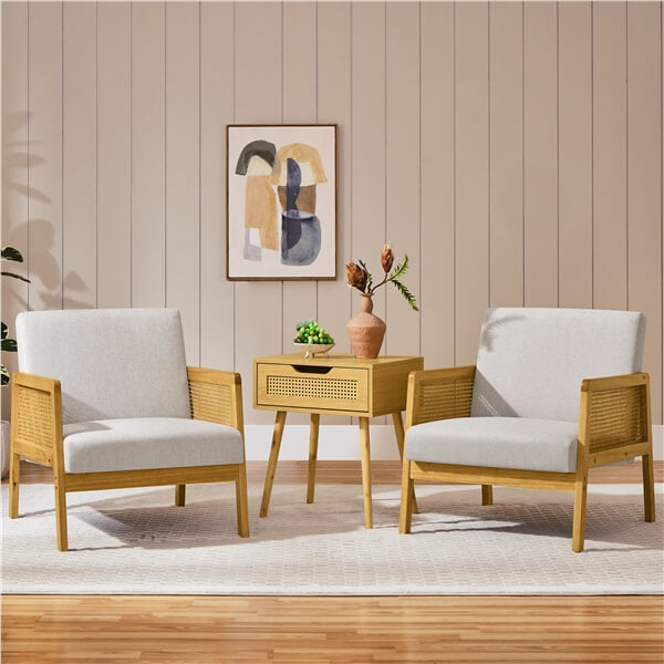 Yaheetech Modern Armchair with Wood Legs - Image 5