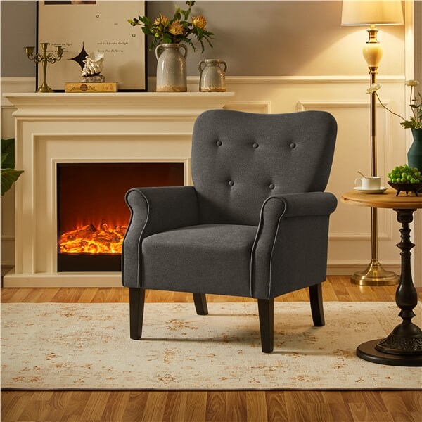Yaheetech Mid Century Accent Chair with Sturdy Wood Legs and High Back - Image 15