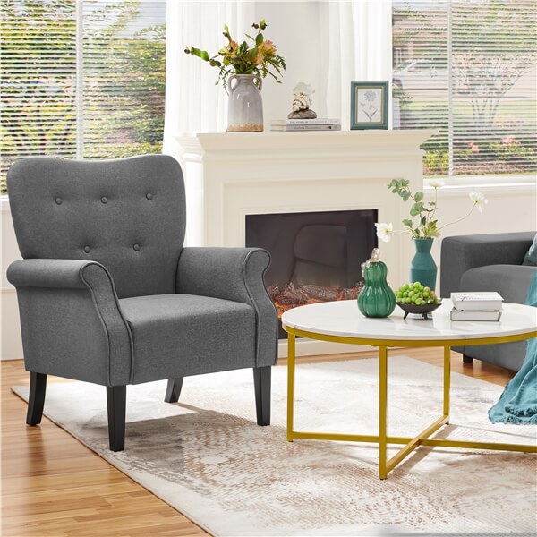 Yaheetech Mid Century Accent Chair with Sturdy Wood Legs and High Back - Image 16