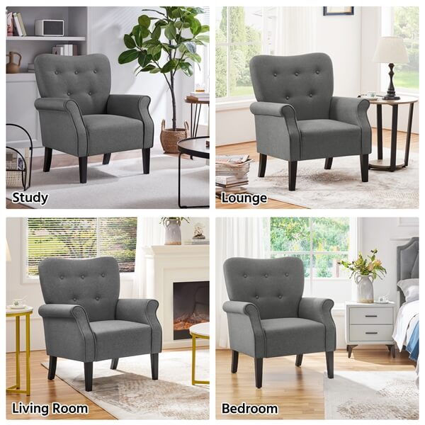 Yaheetech Mid Century Accent Chair with Sturdy Wood Legs and High Back - Image 9