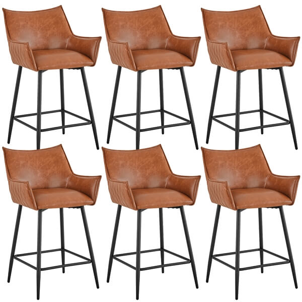 Yaheetech PU Leather Bar Stools Set of 6 - Image 2