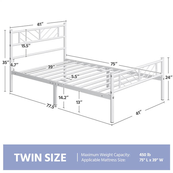 Yaheetech Minimalist Metal Platform Bed with Arrow Design - Image 7