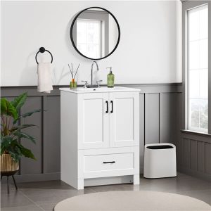 Yaheetech 24.5 Modern Bathroom Vanity with Ceramic Basin