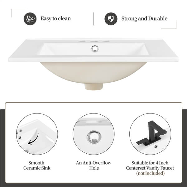Yaheetech 24 Modern Bathroom Vanity with Sink - Image 5